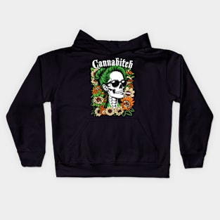 Canna Weed Smoker Stoner Skeleton 420 Pot Kids Hoodie